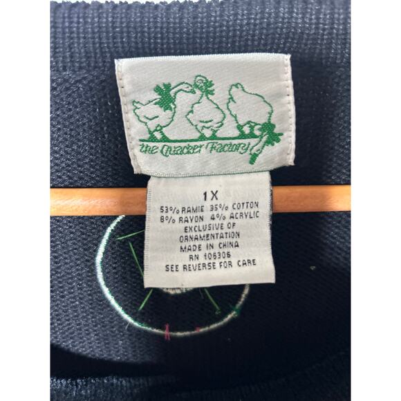 The Quacker Factory Cardigan Sweater 1X Black Nutcracker Sequin Holiday - Picture 7 of 11